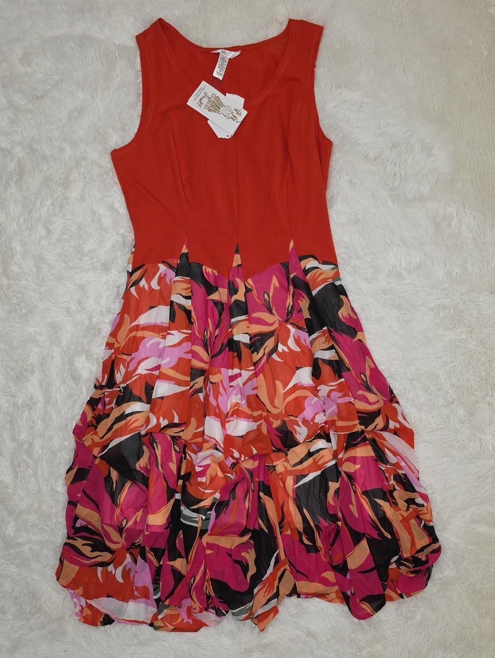 Kaktus -Pink & Orange Floral Tiered Maxi Dress. Size XL. NWT